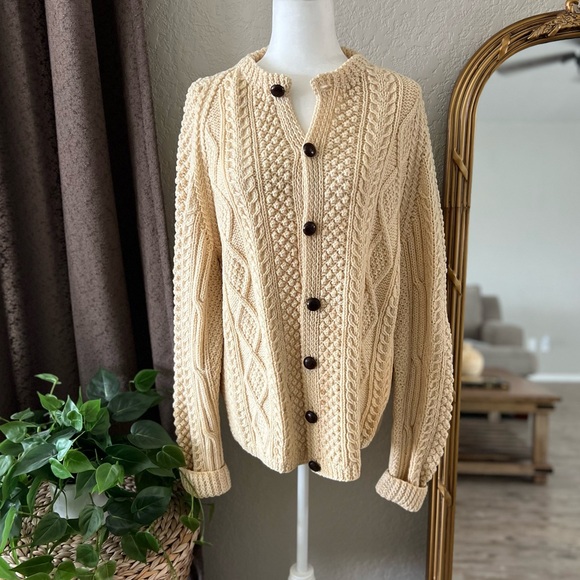 Vintage Sweaters - Vintage Hand Knit Irish Wool Cardigan